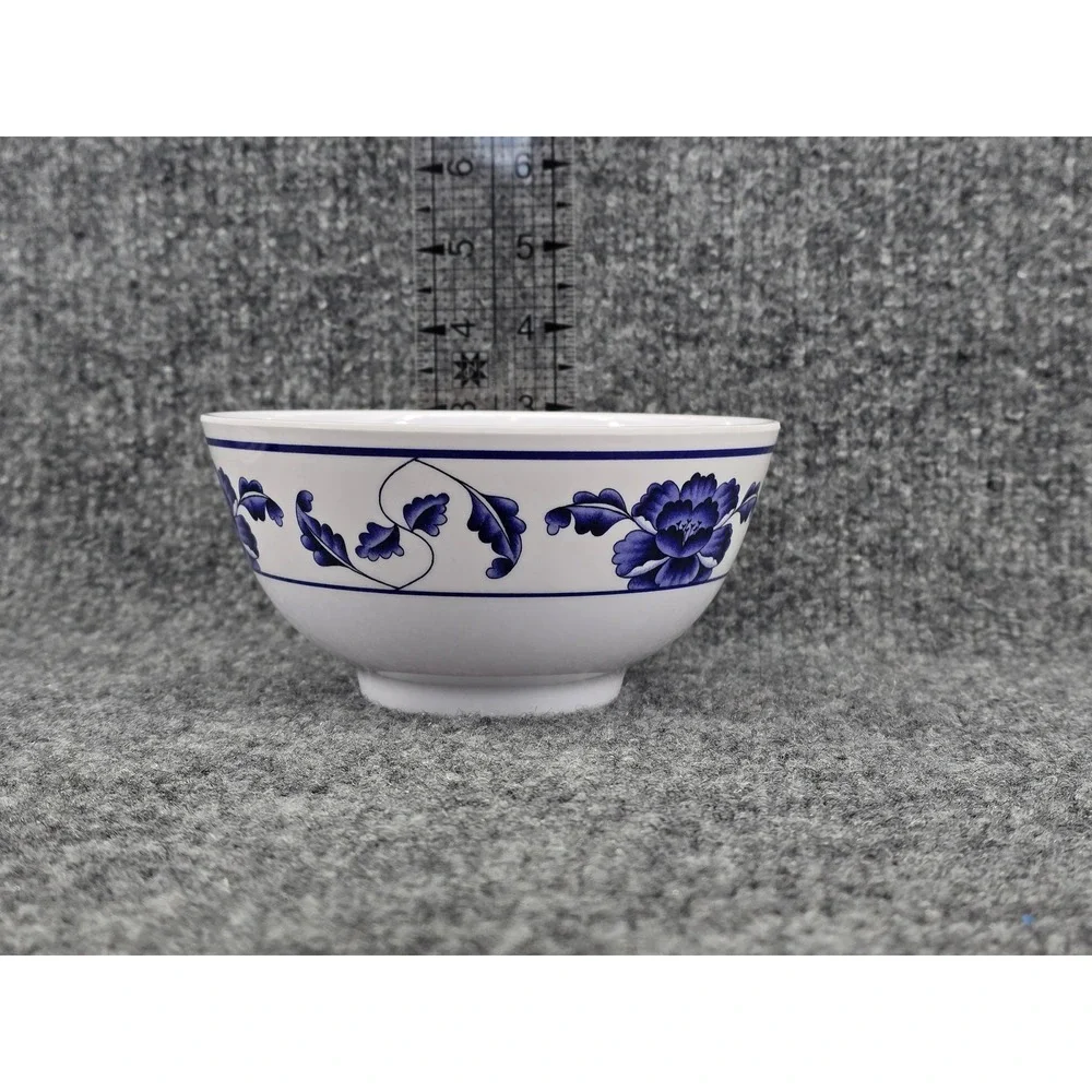 Tar-Hong Melamine Dinnerware Set 17pc White Blue Floral Bowls and Dessert Plates
